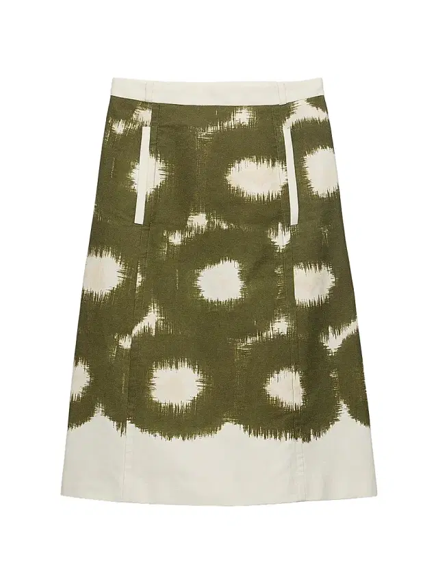 Prada Women's Printed Canvas Skirt - Green