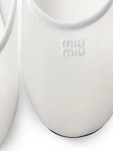Miu Miu Women's Mesh Fabric Slippers - White | Thumbnail 3