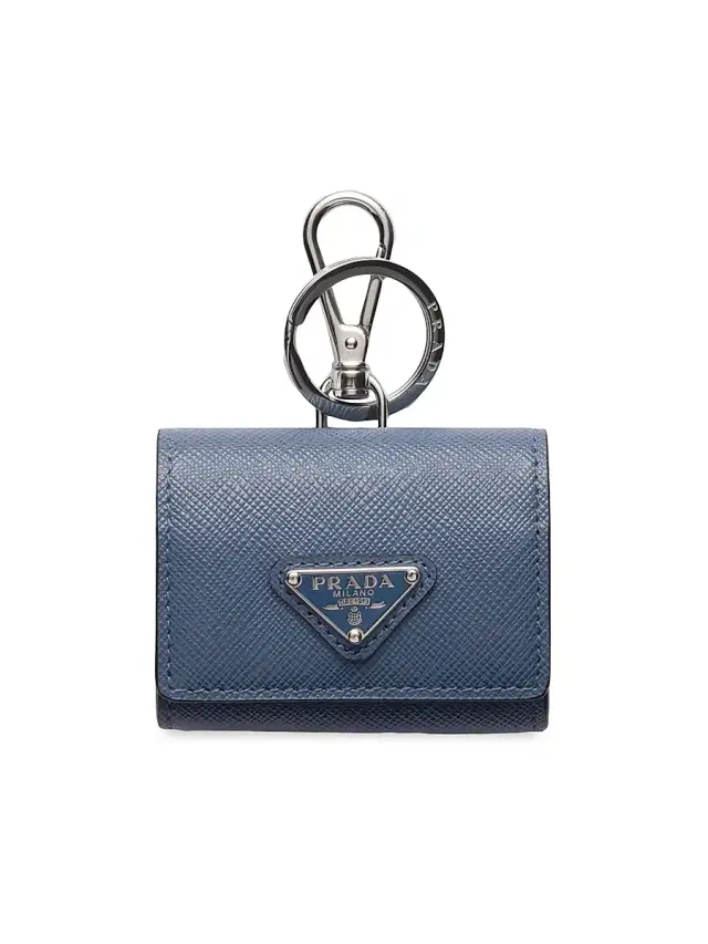 Prada Men's Saffiano Leather Headphone Case - Blue