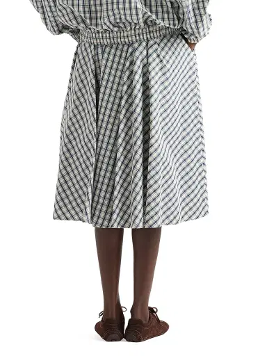 Prada Women's Full Checked Chambray Skirt - Beige Multi - Size 2 | Thumbnail 3