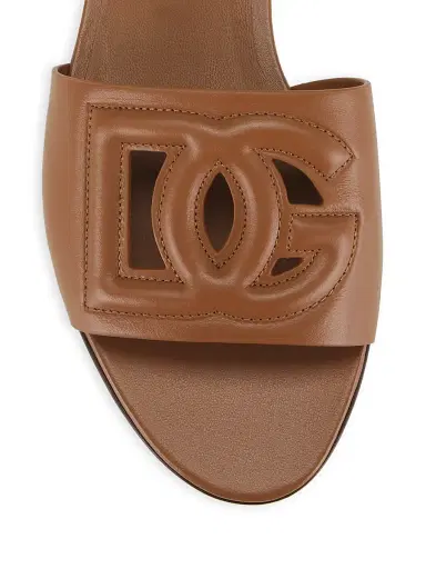 Dolce & Gabbana Women's DG Interlocked Leather Sandals - Marrone - Size 11 | Thumbnail 4