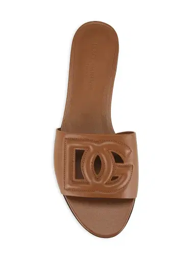 Dolce & Gabbana Women's DG Interlocked Leather Sandals - Marrone - Size 11 | Thumbnail 5
