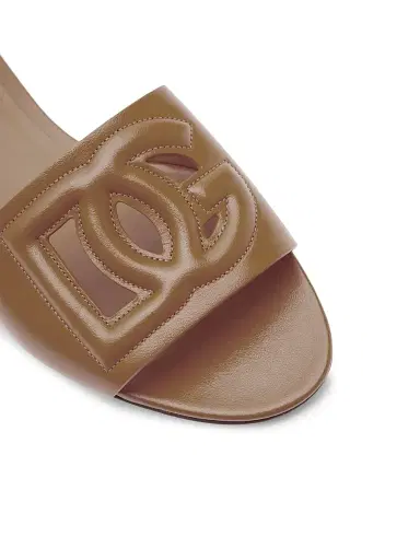 Dolce & Gabbana Women's DG Interlocked Leather Sandals - Marrone - Size 11 | Thumbnail 6