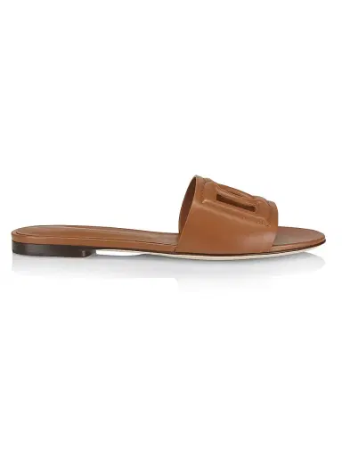 Dolce & Gabbana Women's DG Interlocked Leather Sandals - Marrone - Size 11 | Thumbnail 1