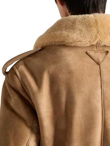 Prada Men's Suede and Shearling Bomber Jacket | Thumbnail 5 Prada Men's Suede and Shearling Bomber Jacket | Thumbnail 5