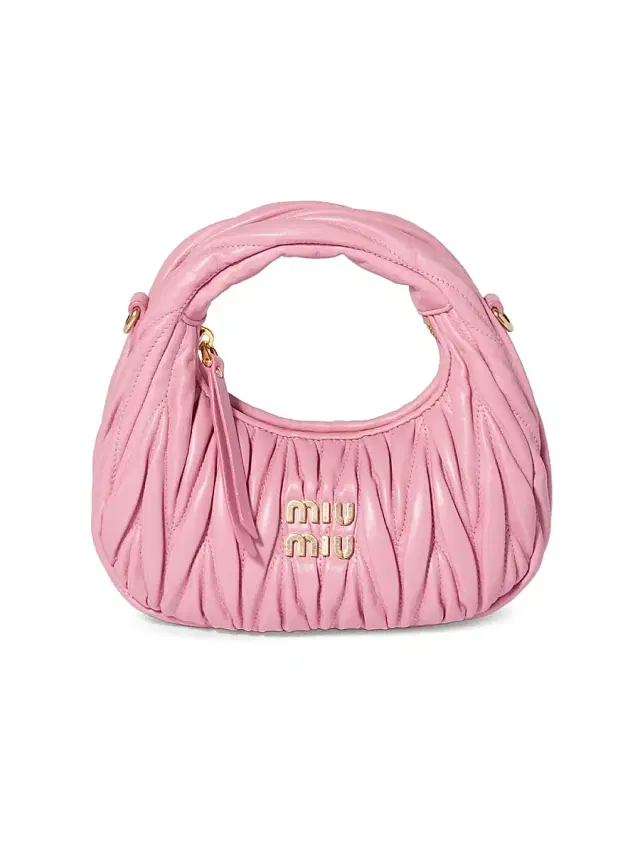 Miu Miu Women's Wander Matelassé Nappa Leather Hobo Mini-Bag - Pink
