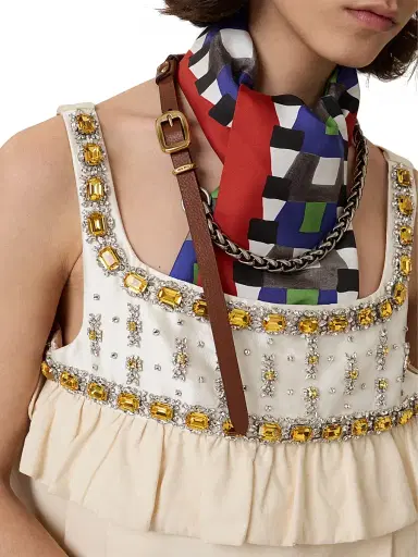 Miu Miu Women's Embroidered Canvas Mini-Dress | Thumbnail 5