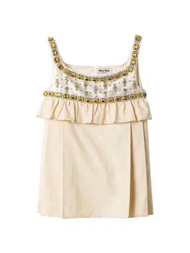 Miu Miu Women's Embroidered Canvas Mini-Dress | Thumbnail 1