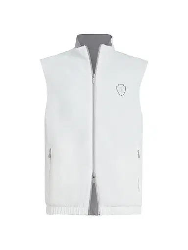 Brunello Cucinelli Men's Bonded Nylon Reversible Vest with Logo - Off White | Thumbnail 1 Brunello Cucinelli Men's Bonded Nylon Reversible Vest with Logo - Off White | Thumbnail 1