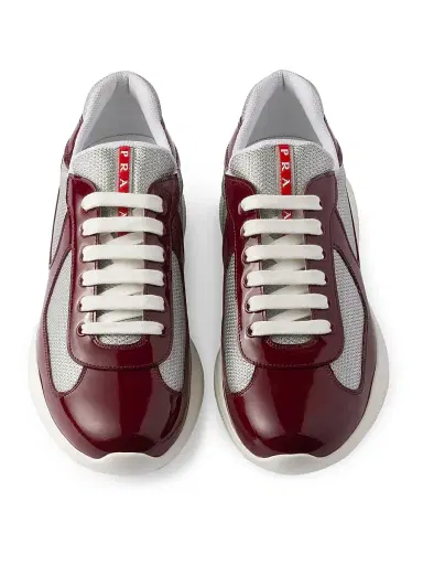 Prada Men's Patent Leather and Technical Fabric America's Cup Sneakers - Dark Red - Size 14 | Thumbnail 2