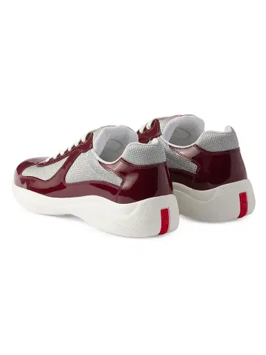 Prada Men's Patent Leather and Technical Fabric America's Cup Sneakers - Dark Red - Size 14 | Thumbnail 3