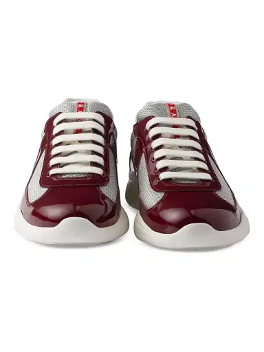 Prada Men's Patent Leather and Technical Fabric America's Cup Sneakers - Dark Red - Size 14 | Thumbnail 4