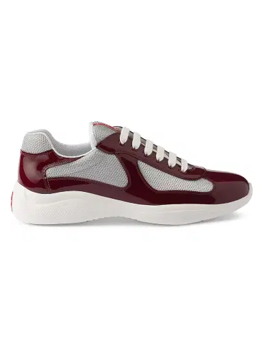 Prada Men's Patent Leather and Technical Fabric America's Cup Sneakers - Dark Red - Size 14 | Thumbnail 1