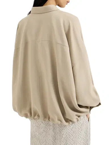 Brunello Cucinelli Women's Viscose and Linen Fluid Twill Shirt - Sand - Size XXS | Thumbnail 3 Brunello Cucinelli Women's Viscose and Linen Fluid Twill Shirt - Sand - Size XXS | Thumbnail 3
