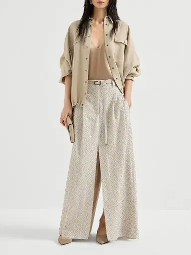 Brunello Cucinelli Women's Viscose and Linen Fluid Twill Shirt - Sand - Size XXS | Thumbnail 6 Brunello Cucinelli Women's Viscose and Linen Fluid Twill Shirt - Sand - Size XXS | Thumbnail 6