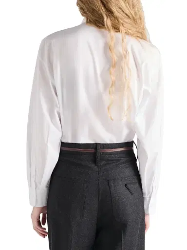 Prada Women's Poplin Shirt - White - Size 6 | Thumbnail 3