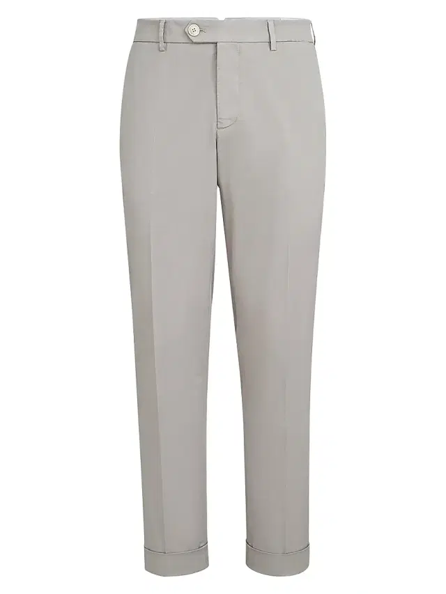 Brunello Cucinelli Men's Garment Dyed Italian Fit Trousers - Light Grey