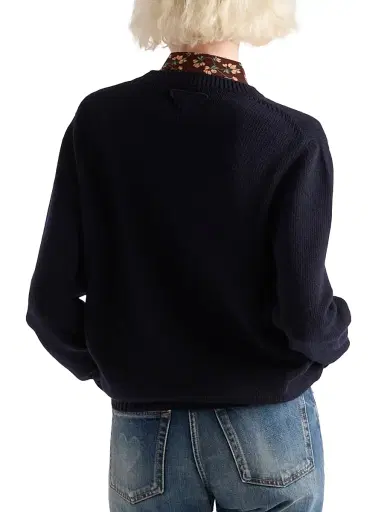 Prada Women's Wool and Cashmere Crew-Neck Sweater - Navy - Size 10 | Thumbnail 3 Prada Women's Wool and Cashmere Crew-Neck Sweater - Navy - Size 10 | Thumbnail 3