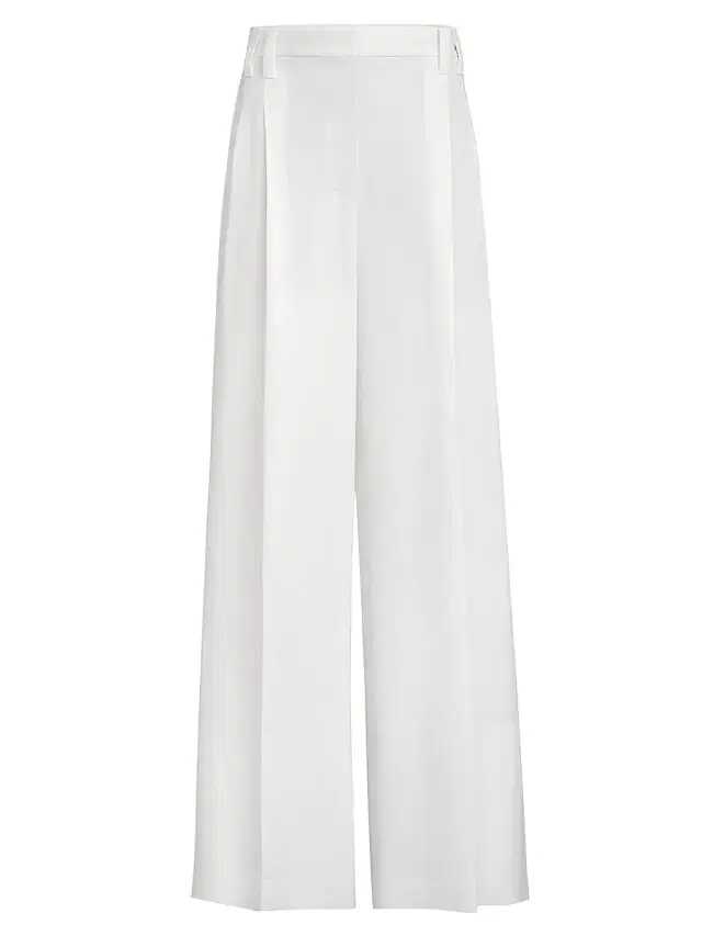 Brunello Cucinelli Women's Viscose and Linen Fluid Twill Wide Trousers - Panama