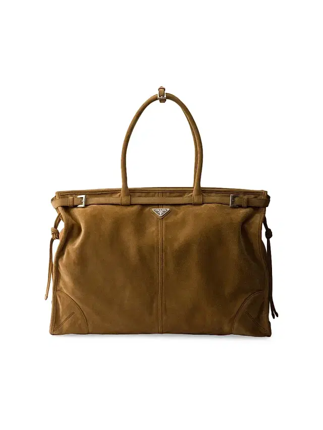 Prada Men's Suede Tote Bag - Light Brown