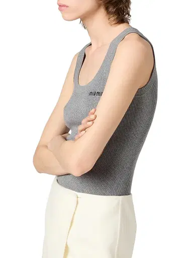 Miu Miu Women's Cotton Knit Tank Top | Thumbnail 3 Miu Miu Women's Cotton Knit Tank Top | Thumbnail 3