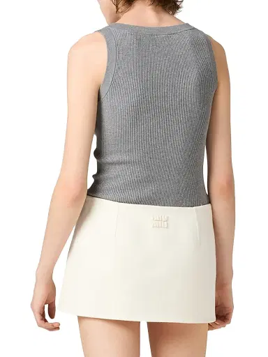 Miu Miu Women's Cotton Knit Tank Top | Thumbnail 4 Miu Miu Women's Cotton Knit Tank Top | Thumbnail 4