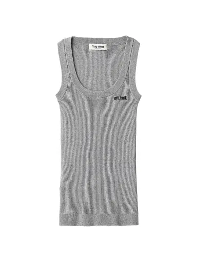 Miu Miu Women's Cotton Knit Tank Top | Thumbnail 1 Miu Miu Women's Cotton Knit Tank Top | Thumbnail 1