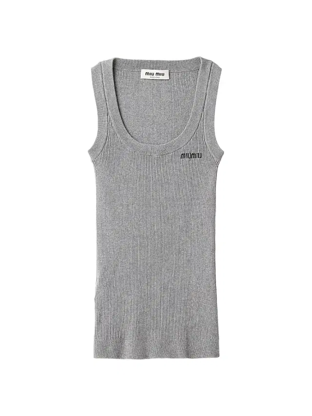 Miu Miu Women's Cotton Knit Tank Top - Grey