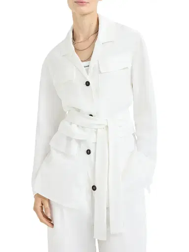 Brunello Cucinelli Women's Viscose and Linen Fluid Twill Safari Jacket with Monili | Thumbnail 2 Brunello Cucinelli Women's Viscose and Linen Fluid Twill Safari Jacket with Monili | Thumbnail 2