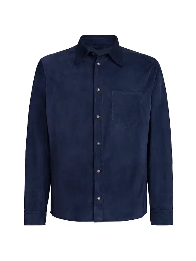 Brunello Cucinelli Men's Suede Overshirt - Ink - Size XS