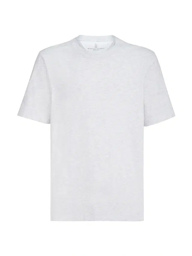 Brunello Cucinelli Men's Cotton Jersey Crewneck T-Shirt - Pearl - Size Large