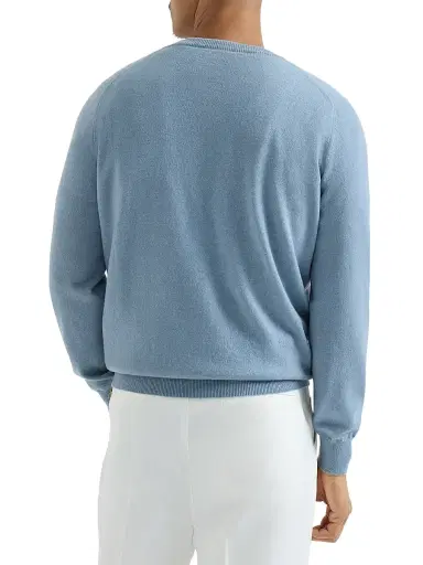 Brunello Cucinelli Men's Cashmere Sweater - Slate | Thumbnail 3 Brunello Cucinelli Men's Cashmere Sweater - Slate | Thumbnail 3