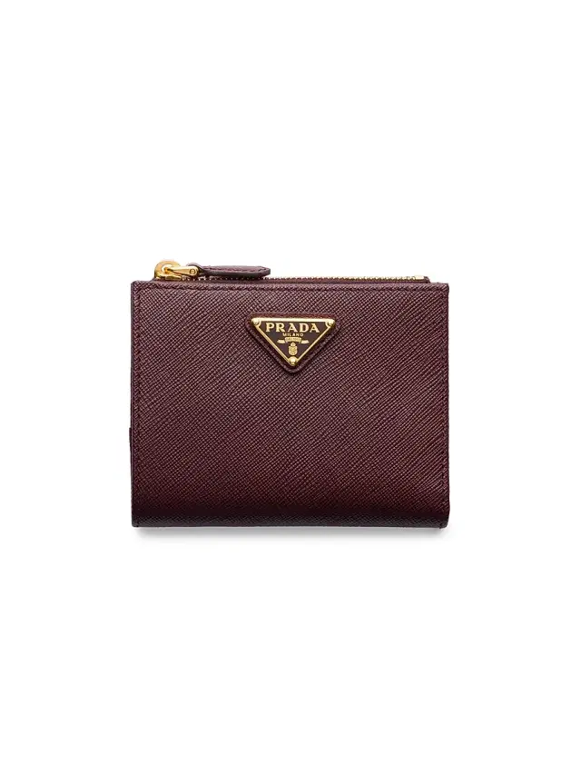 Prada Women's  Saffiano Leather Wallet - Dark Red