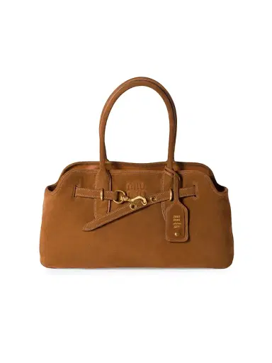 Miu Miu Women's Aventure Suede Shoulder Bag - Brown | Thumbnail 1 Miu Miu Women's Aventure Suede Shoulder Bag - Brown | Thumbnail 1