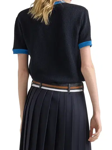 Prada Women's Short-Sleeved Cashmere Sweater - Blue - Size 12 | Thumbnail 4 Prada Women's Short-Sleeved Cashmere Sweater - Blue - Size 12 | Thumbnail 4