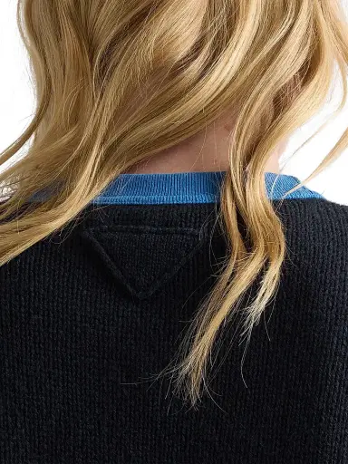 Prada Women's Short-Sleeved Cashmere Sweater - Blue - Size 12 | Thumbnail 5 Prada Women's Short-Sleeved Cashmere Sweater - Blue - Size 12 | Thumbnail 5