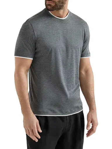 Brunello Cucinelli Men's Silk and Cotton Jersey Crew Neck T-Shirt | Thumbnail 2