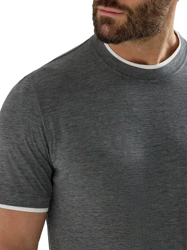 Brunello Cucinelli Men's Silk and Cotton Jersey Crew Neck T-Shirt | Thumbnail 4