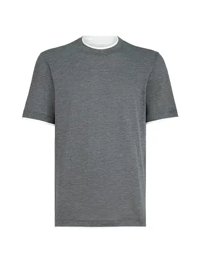 Brunello Cucinelli Men's Silk and Cotton Jersey Crew Neck T-Shirt | Thumbnail 1