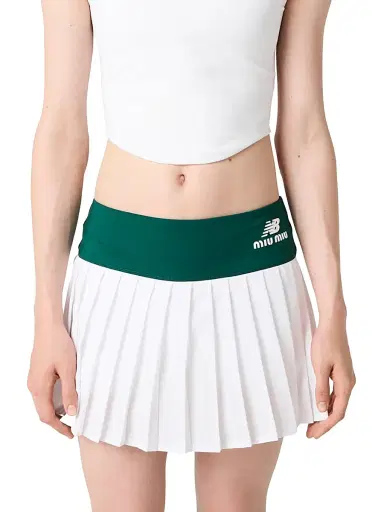 Miu Miu Women's New Balance X with Coco Gauff Stretch Technical Jersey Pleated Miniskirt | Thumbnail 2 Miu Miu Women's New Balance X with Coco Gauff Stretch Technical Jersey Pleated Miniskirt | Thumbnail 2