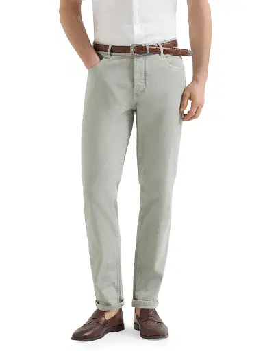 Brunello Cucinelli Men's Lightweight Denim Traditional Fit Five Pocket Jeans | Thumbnail 2