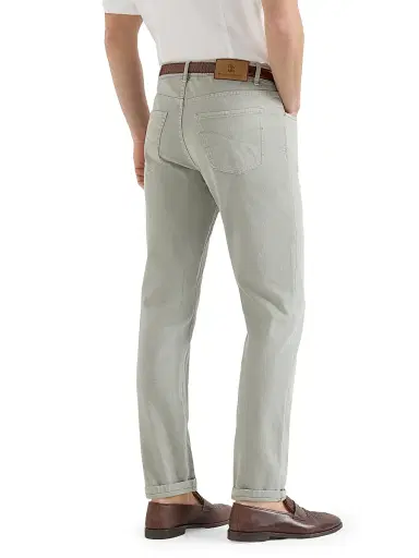 Brunello Cucinelli Men's Lightweight Denim Traditional Fit Five Pocket Jeans | Thumbnail 3