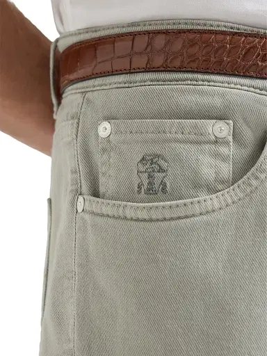 Brunello Cucinelli Men's Lightweight Denim Traditional Fit Five Pocket Jeans | Thumbnail 4