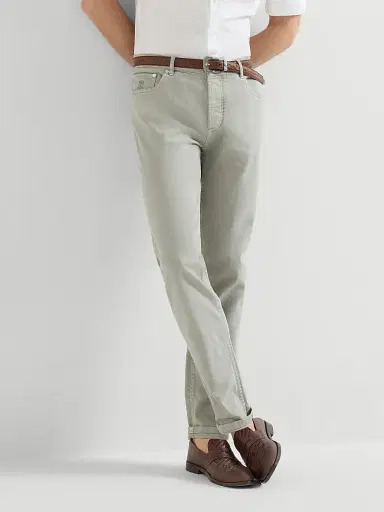 Brunello Cucinelli Men's Lightweight Denim Traditional Fit Five Pocket Jeans | Thumbnail 5