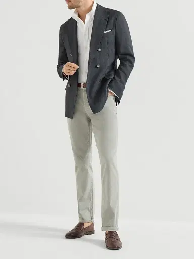 Brunello Cucinelli Men's Lightweight Denim Traditional Fit Five Pocket Jeans | Thumbnail 6