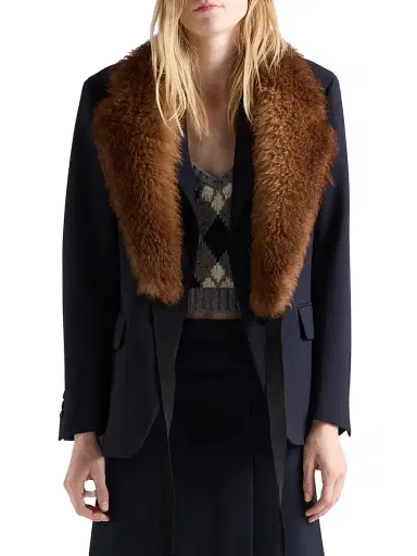 Prada Women's Single-Breasted Rush Stitch Jacket - Blue - Size 2 | Thumbnail 2