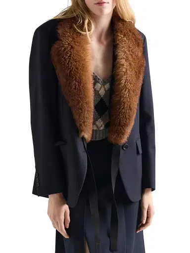 Prada Women's Single-Breasted Rush Stitch Jacket - Blue - Size 2 | Thumbnail 4