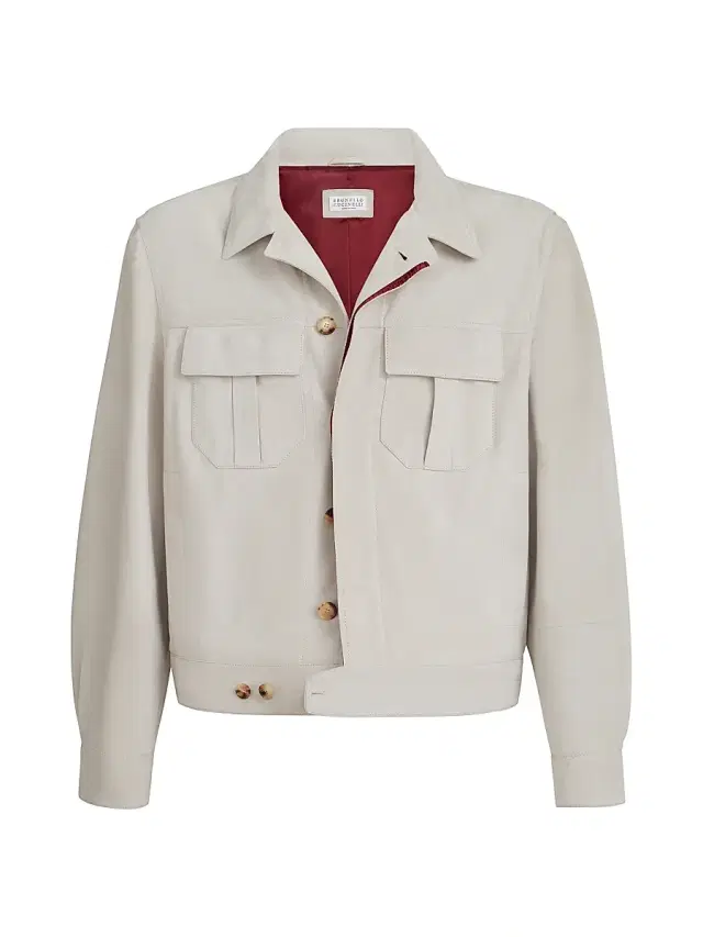 Brunello Cucinelli Men's Suede Outerwear Jacket - Sand