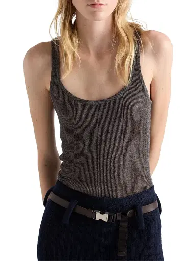 Prada Women's Lamé Tank Top - Grey | Thumbnail 2 Prada Women's Lamé Tank Top - Grey | Thumbnail 2