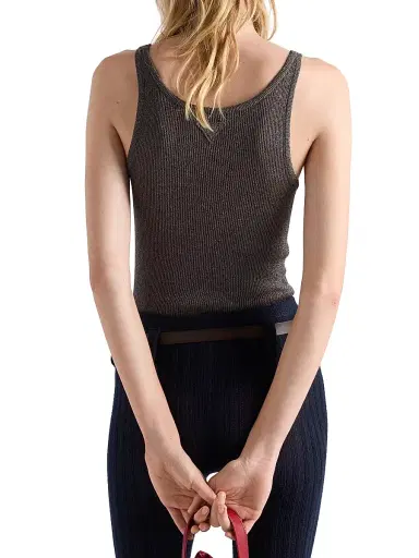 Prada Women's Lamé Tank Top - Grey | Thumbnail 3 Prada Women's Lamé Tank Top - Grey | Thumbnail 3